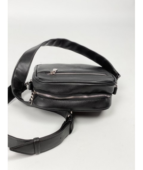 Black women's shoulder bag made of imitation leather