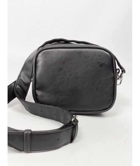 Black women's shoulder bag made of imitation leather