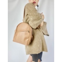 Рюкзак-сумка  женский маленький городской непромокаемый из экокожи карамельный бежевый RM1x17