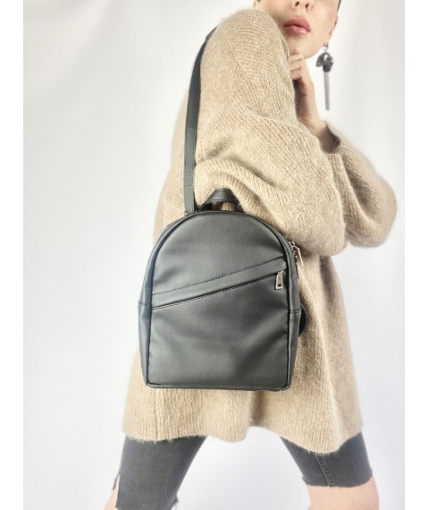 Women's black imitation leather backpack bag RM1x22