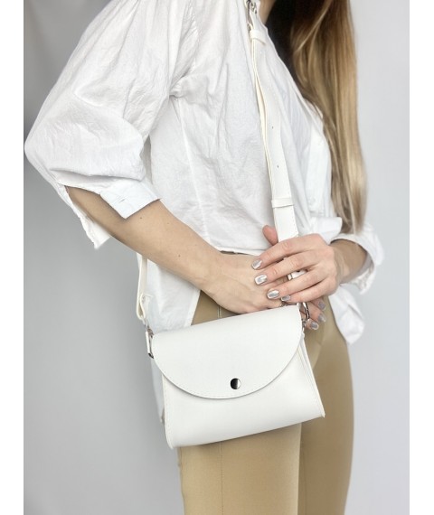 Fashionable women's clutch belt bag with two eco-leather belts white
