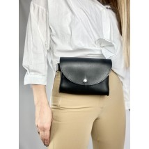 Fashionable women's clutch belt bag with two eco-leather belts black