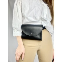 Fashionable women's clutch belt bag with two eco-leather belts black