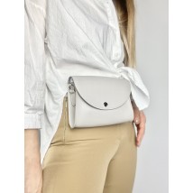 Fashionable women's clutch belt bag with two straps made of eco-leather gray