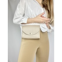 Fashionable women's clutch belt bag with two belts made of eco-leather beige
