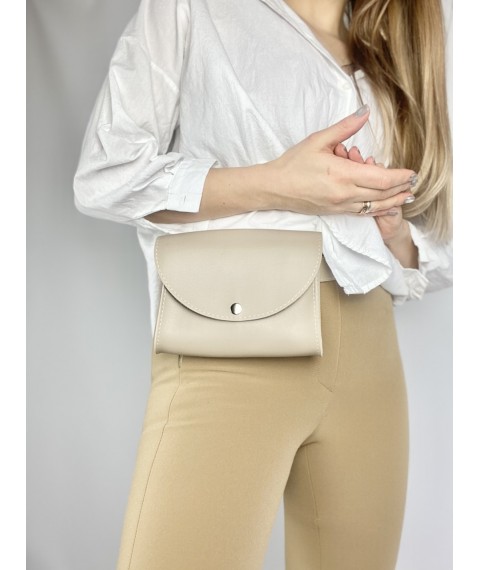 Modische Damen-Clutch-Gürteltasche mit zwei Gürteln aus Öko-Lederbeige