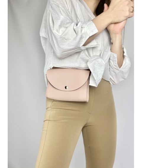 Fashionable women's clutch belt bag with two eco-leather belts pink
