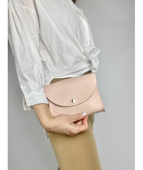 Fashionable women's clutch belt bag with two eco-leather belts pink