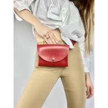 Fashionable women's clutch belt bag with two eco-leather belts red