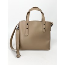 Medium size women's bag with three compartments and a long strap rectangular milk coffee beige