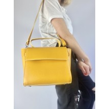 Yellow shopper for women made of eco-leather