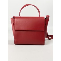 Women's shopper bag with a flap, large, stylish, made of eco-leather, red SD22x5