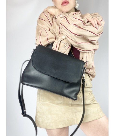 Черная женская сумка с плечевым ремнем из искуственной кожи