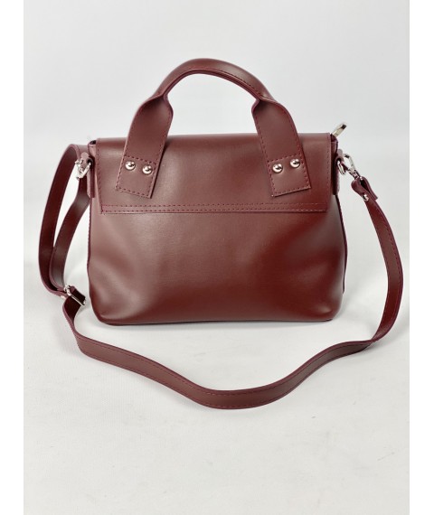 Burgundy women's bag made of eco-leather everyday 39x9