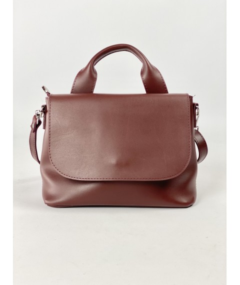 Burgundy women's bag made of eco-leather everyday 39x9
