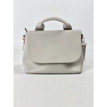 Women's stylish medium messenger bag made of eco-leather light gray 39x10