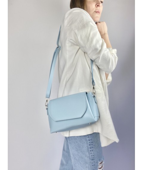 Damen mittelgro?e stylische ?ko-Ledertasche mit ?berschlag, blau 98x7