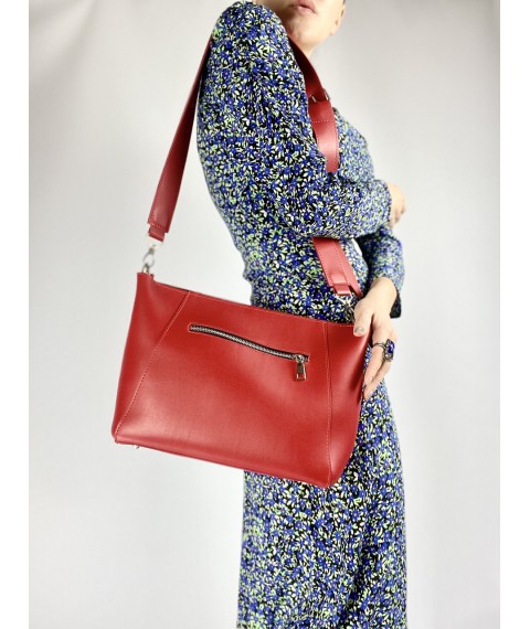 Красная женская сумка на плечо из экокожи SMx5