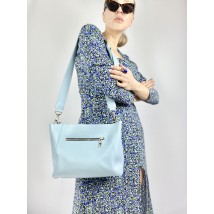 Ladies' big stylish eco-leather bag blue SMx4