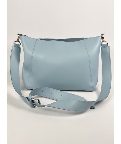 Ladies' big stylish eco-leather bag blue SMx4