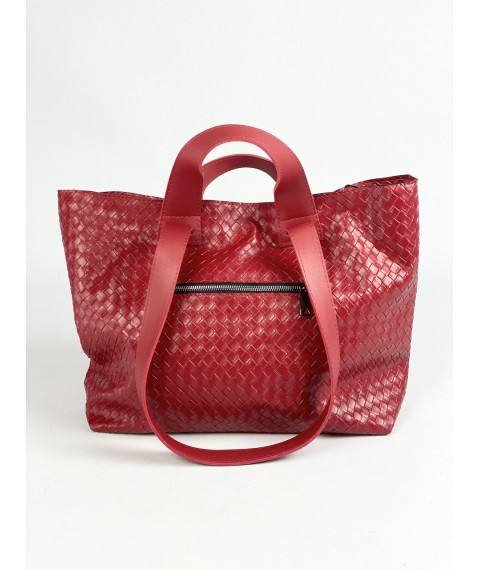 Red large wicker bag for women made of imitation leather SD51x2
