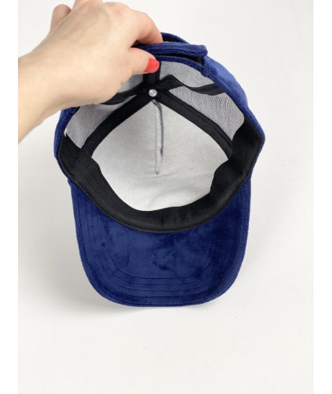 Baseball cap cap women stylish with Velcro demi-season velvet blue