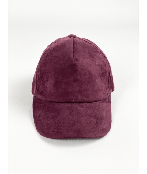 Baseball cap cap women stylish with velcro demi-season suede burgundy