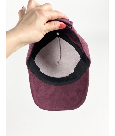 Женская кепка из ткань-замши бордовая демисезонная BBZx1
