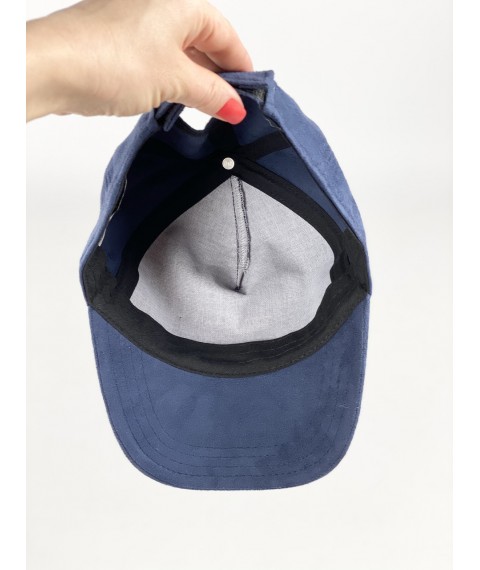 Бейсболка кепка жіноча стильна на липучці демісезонна замша синя