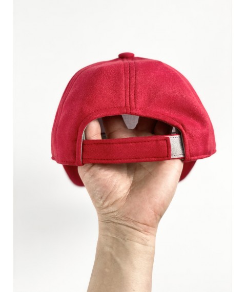 Stylische Damenmütze mit Baseball-Mütze und Veloursleder-Wildleder-Rot
