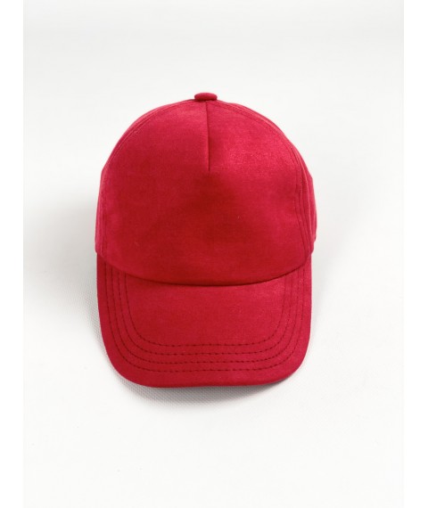 Красная женская кепка из ткани замши