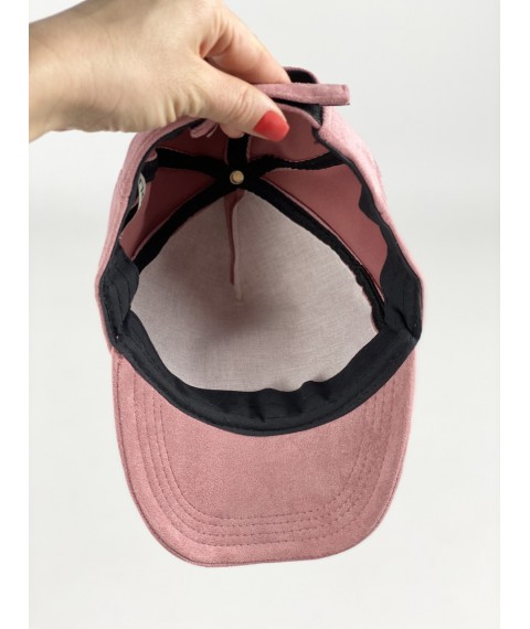 Бейсболка кепка жіноча стильна на липучці демісезонна замшева пудрова