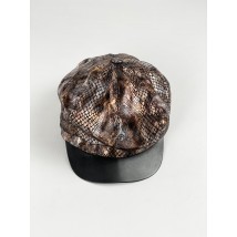 Женская кепка-гаврош из вилюра принт змея демисезонная