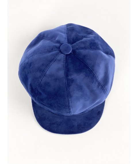 Кепи кепка гаврош жіноча об 'ємна демісезонна з бавовняною підкладкою оксамитова синя