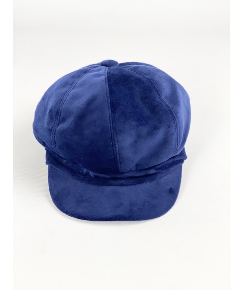 Кепи кепка гаврош жіноча об 'ємна демісезонна з бавовняною підкладкою оксамитова синя