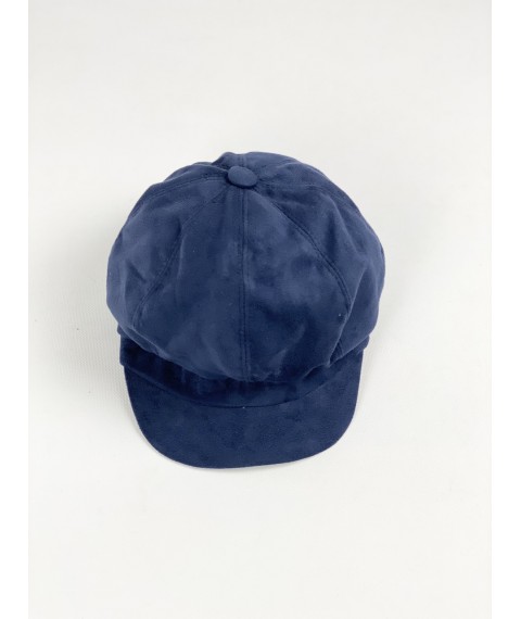 Замшевая женская кепка-восьмиклинка синяя KKRZx2