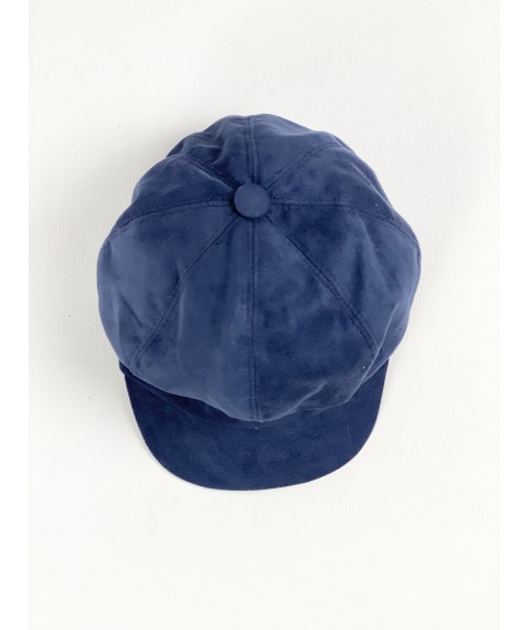 Замшевая женская кепка-восьмиклинка синяя KKRZx2