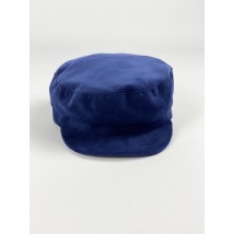 Caps women's demi-season cap with cotton lining velvet blue
