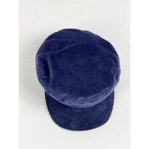 Женская бархатная кепка синяя демисезонная