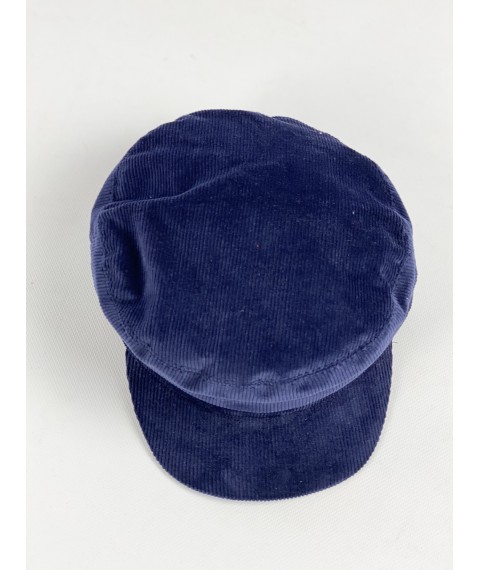 Caps women's demi-season cap with cotton lining corduroy blue