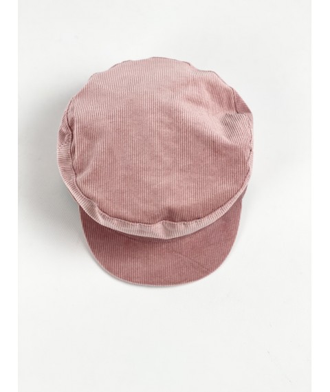 Caps women's demi-season cap with cotton lining corduroy pink