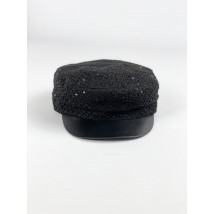 Кепи кепка жіноча демісезонна з бавовняною підкладкою з пайєтками чорна
