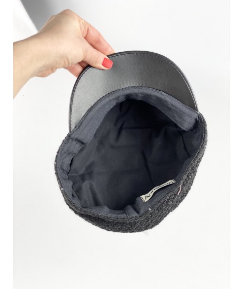 Caps women's demi-season cap with cotton lining with sequins black