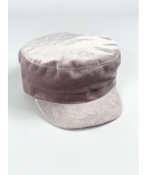 Caps women's demi-season cap with cotton lining velvet caramel lilac