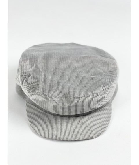 Caps women's demi-season cap with cotton lining corduroy gray