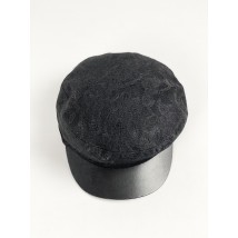 Caps women's demi-season cap with cotton lining guipure black