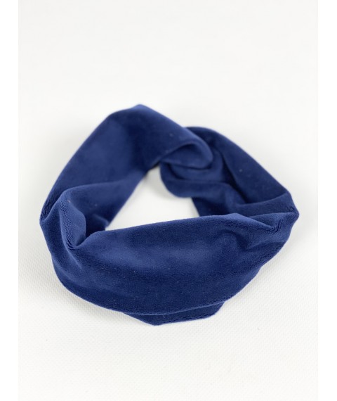 Headband women's demi-season double turban turban blue velvet
