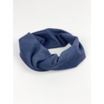 Headband women's demi-season double turban turban suede blue