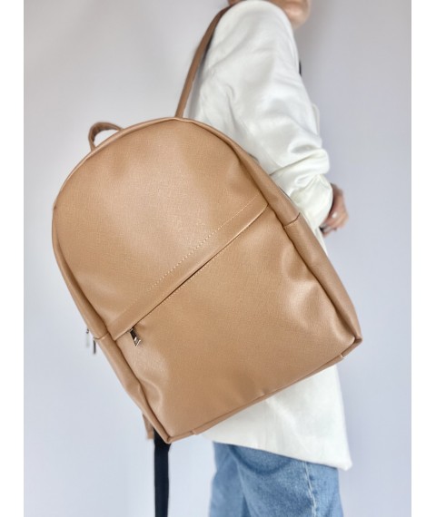 Большой женский рюкзак бежевый из экокожи RM5x6