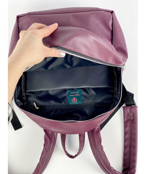 Mittlerer Urban Rucksack für Damen mit diagonaler Kunstledertasche Matt Lila